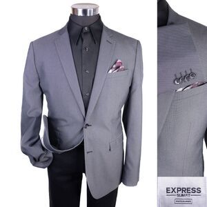 Express Photographer Blazer Sport Coat Mens 42R SLIM Solid 2 Button Cotton Blend